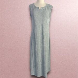 LASCANA• VENUS Sleeveless Side Slit Ribbed Midi Dress Women’s Size 10 Gray NWT